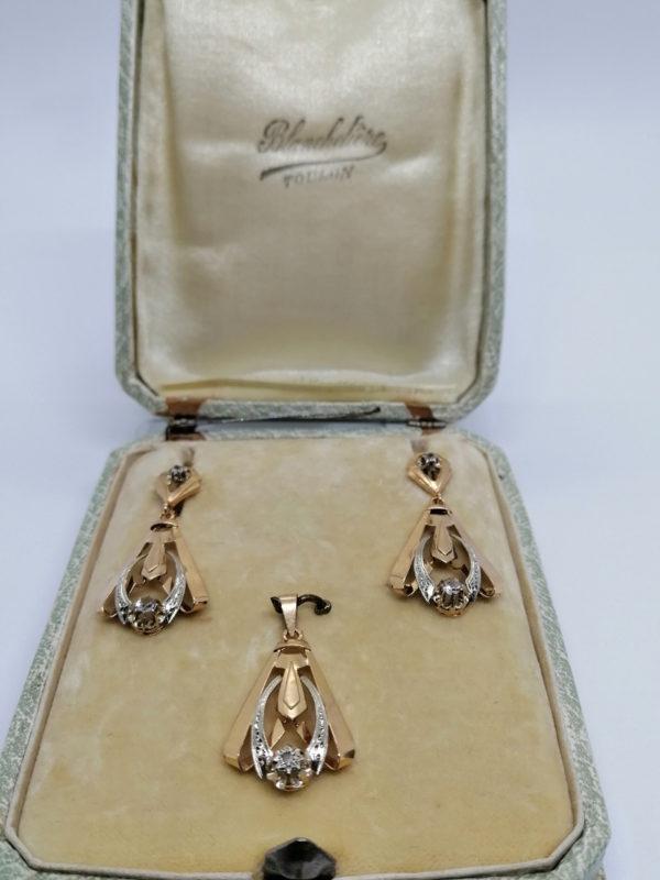 Demi-parure en or bicolore, forme géométrique, typique de l'époque Art Déco, 1925. (Copie) – Image 5