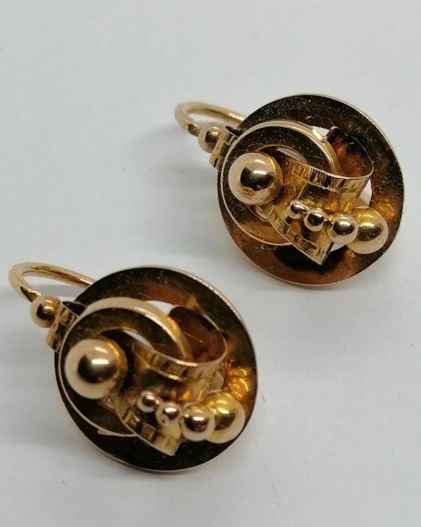 Boucles d'oreilles en or, grosse paire d'époque fin 19ième siècle.