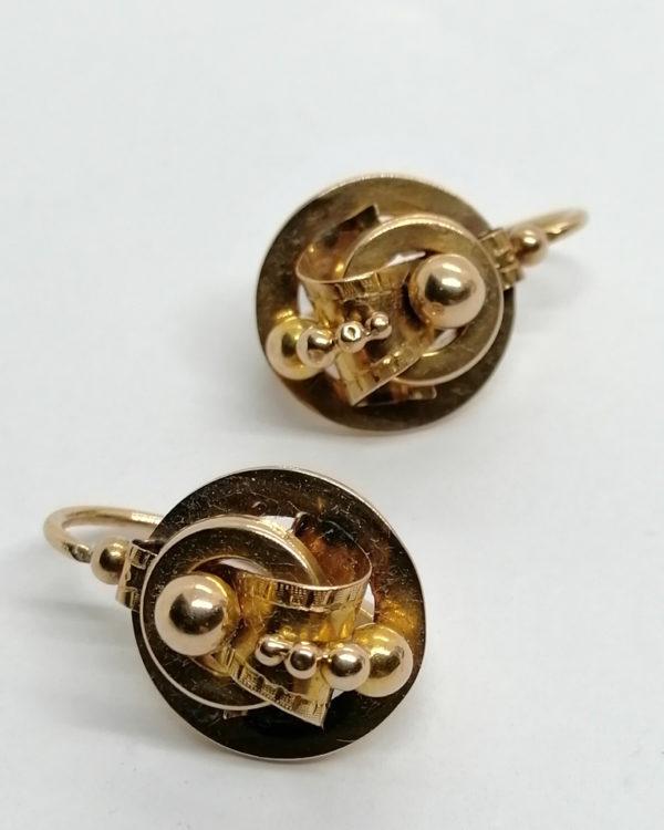 Boucles d'oreilles en or, grosse paire d'époque fin 19ième siècle. – Image 2