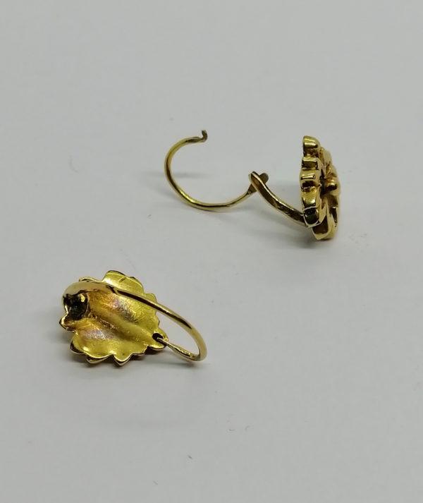 Boucles d'oreilles en or, petite feuille de vigne, 1900. – Image 2