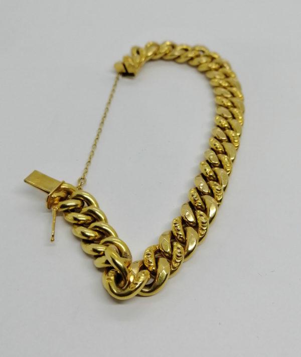Bracelet en or jaune, maille gourmette creuse ouvragée, 1930. – Image 2
