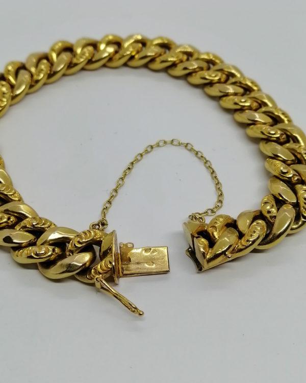 Bracelet en or jaune, maille gourmette creuse ouvragée, 1930. – Image 4