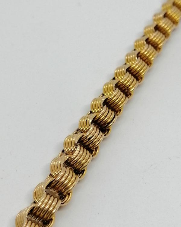 Bracelet or rosé, maille creuse originale, fin 19ième siècle. – Image 2