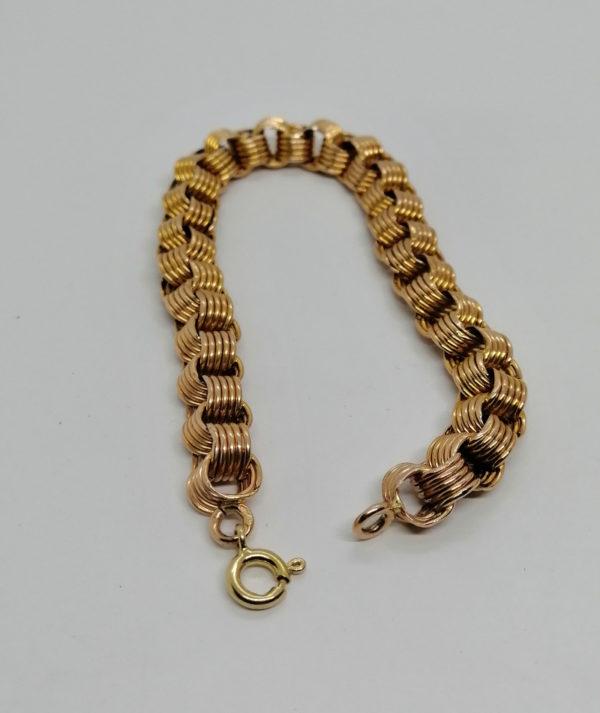 Bracelet or rosé, maille creuse originale, fin 19ième siècle. – Image 4