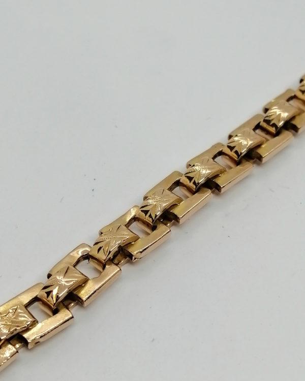 Bracelet en or rosé, maillon rectangulaire et creux, fin 19ième siècle. – Image 2