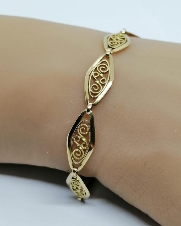 Bracelet en or jaune, maille olive filigrané, 1920-30. – Image 3