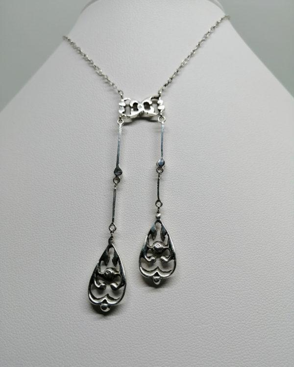 Collier argent, négligé pavage de strass, 1870-1890. – Image 4