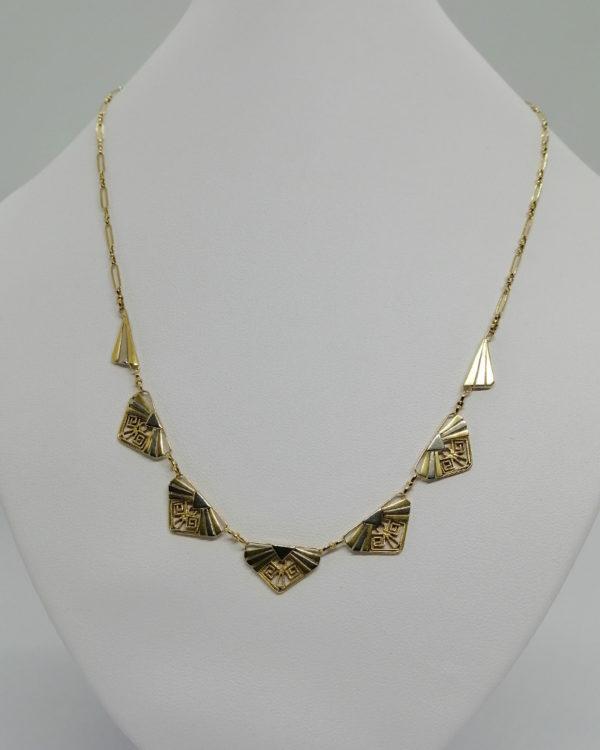 Collier en or, bicolore, motif géométrique , Art Déco, vers 1925.