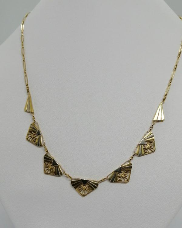 Collier en or, bicolore, motif géométrique , Art Déco, vers 1925. – Image 2