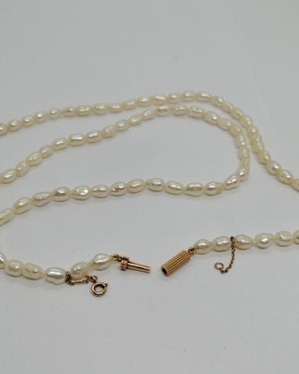 Collier en perles d'eau douce, fermoir cliquet en or, 1940-50. – Image 4