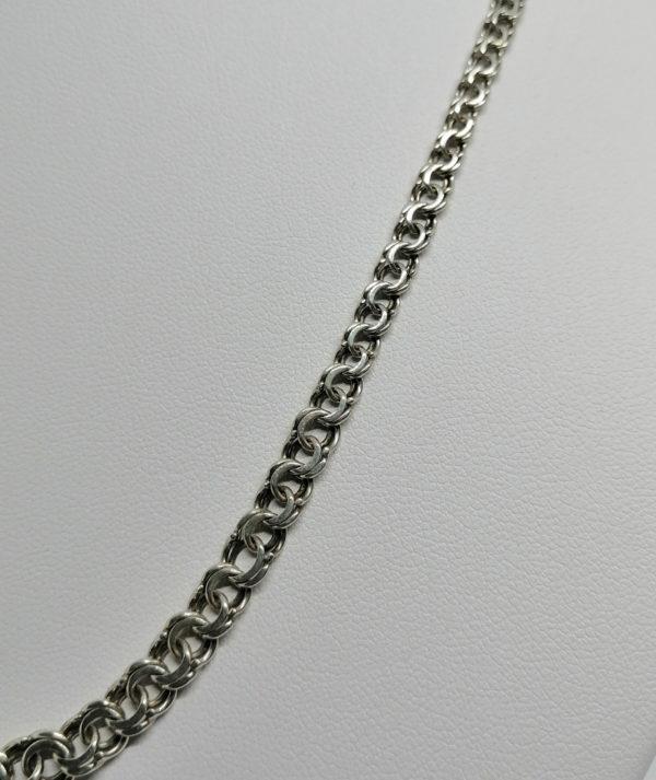 Collier argent , maille double et plate en chute, vers 1920-30. – Image 2