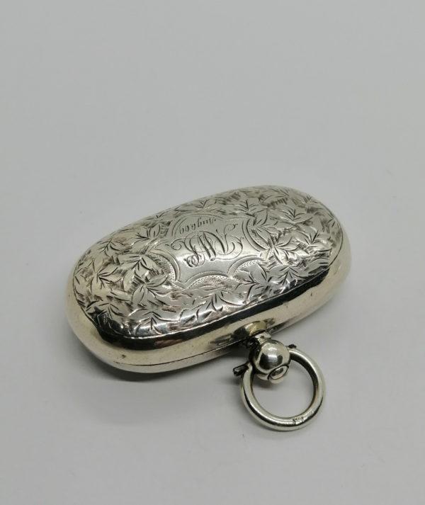 Porte-pièce de monnaies, en argent, avec décor de feuillages, Art Nouveau.