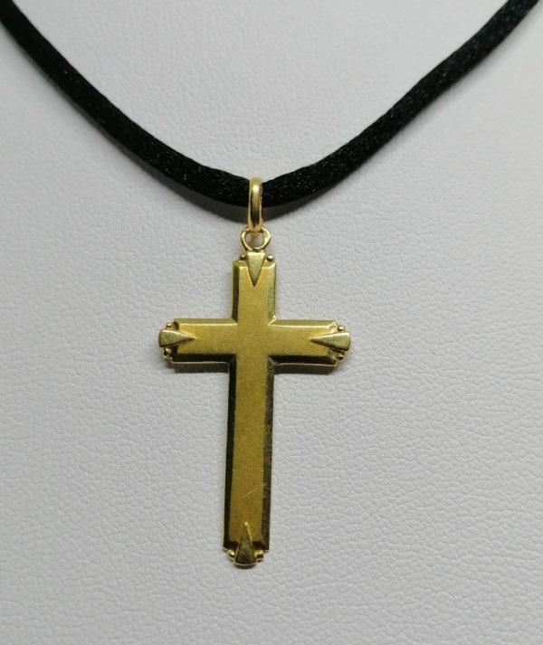 Pendentif croix en or mat et finitions poli. – Image 2