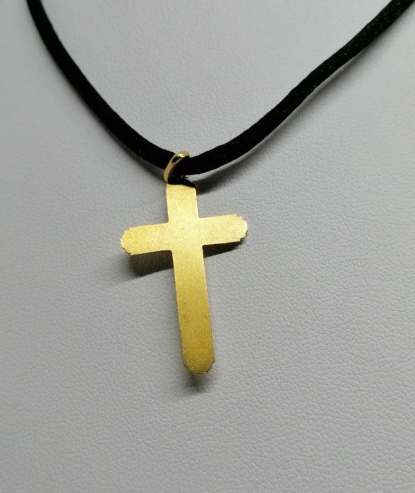 Pendentif croix en or mat et finitions poli. – Image 4