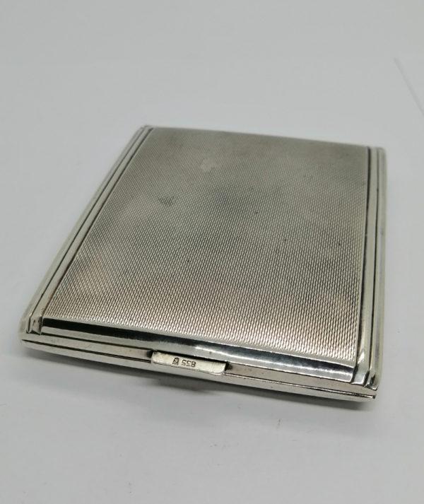 Boîte à cigarettes en argent, motif guilloché, Art Déco vers 1925-30. – Image 3