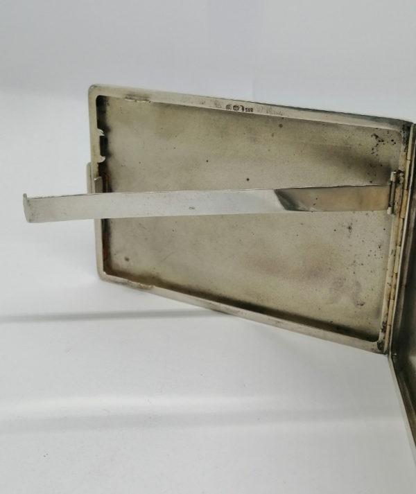 Boîte à cigarettes en argent, motifs de stries horizontal, Art Déco vers 1925-30. – Image 5