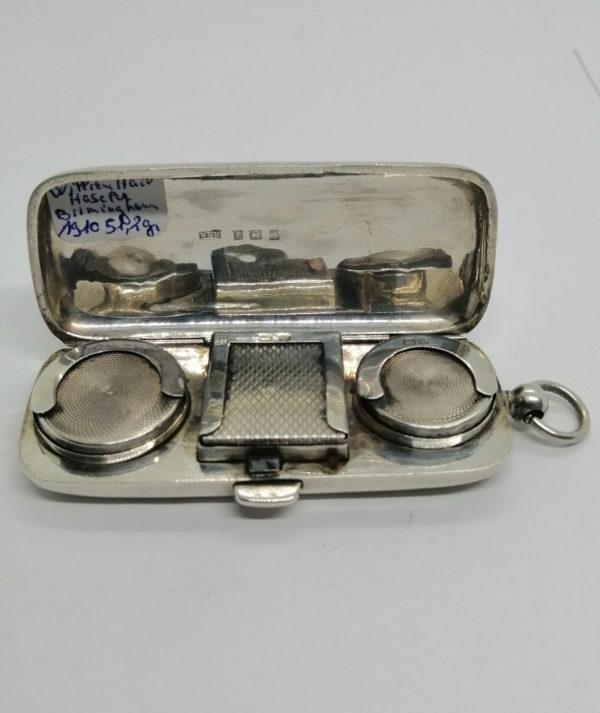 Porte-pièce de monnaie et timbre en argent, décor sobre, Anglais 1910. – Image 3