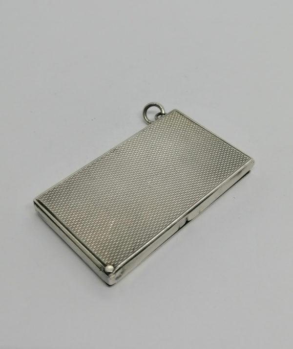 Etui double porte-timbres de poche en argent, surface guillochée, Art Déco. – Image 2