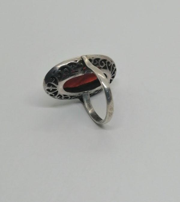 Bague argent, gros cabochon de cornaline et entourage de marcasites, 1925. – Image 3
