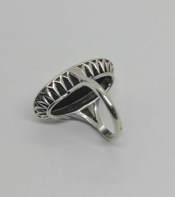 Bague argent, importante hématite facettée et pavage de marcasites, Art Déco. – Image 3