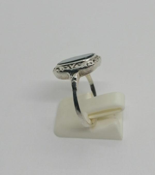 Bague argent, petite frise décorative et jaspe sanguin, 1920. – Image 2