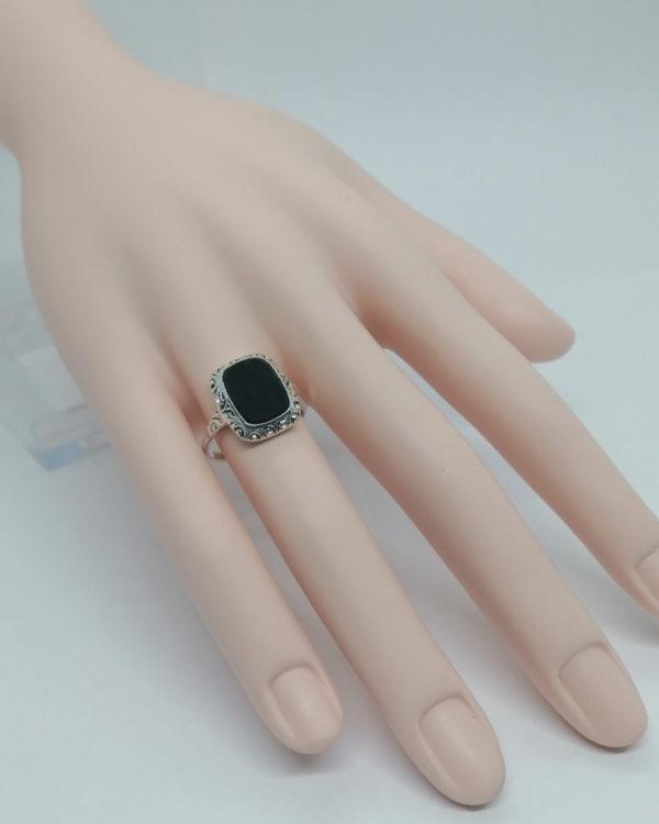 Bague argent, petite frise décorative et jaspe sanguin, 1920. – Image 5