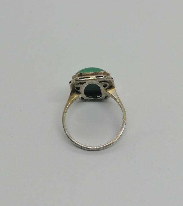 Bague argent/vermeil, avec cabochon octogonale de malachite, 1920. – Image 3