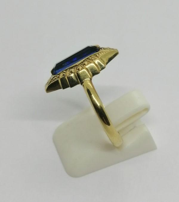 Bague en plaqué or avec pierre bleu. – Image 2