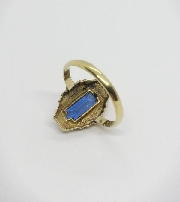 Bague en plaqué or avec pierre bleu. – Image 3