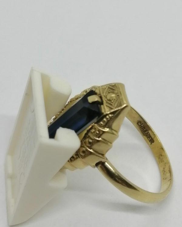Bague en plaqué or avec pierre bleu. – Image 4