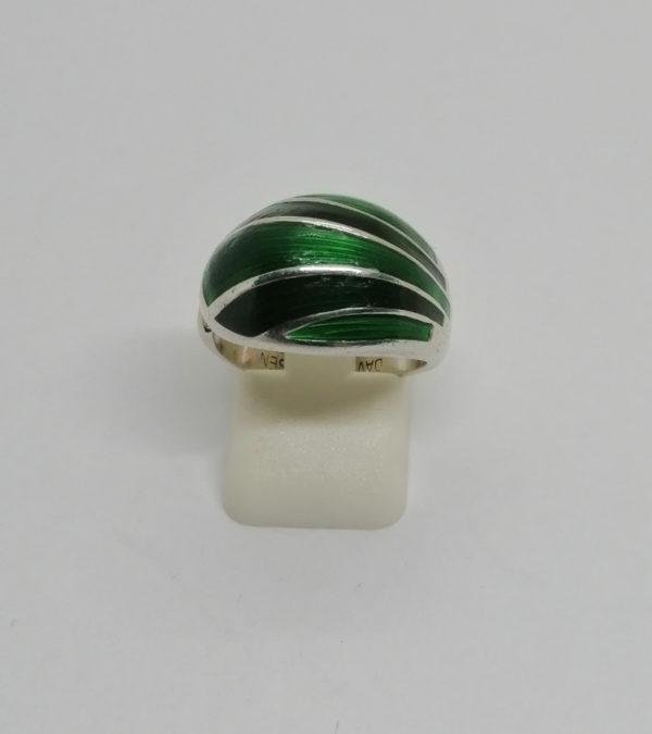 Bague argent, avec motif guilloché et émaillée, signé David Andersen, Norvège.