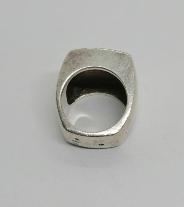 Bague argent, épaisse et massive, très sobre, vers 1980-90. – Image 4