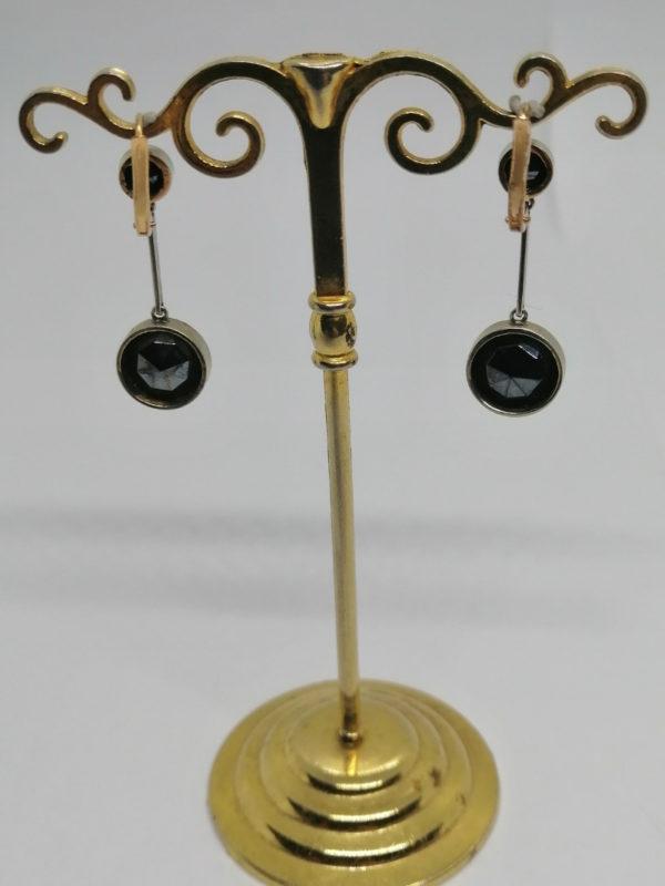 Boucles d'oreilles en plaqué or, pendante avec hématite à facettes. – Image 4