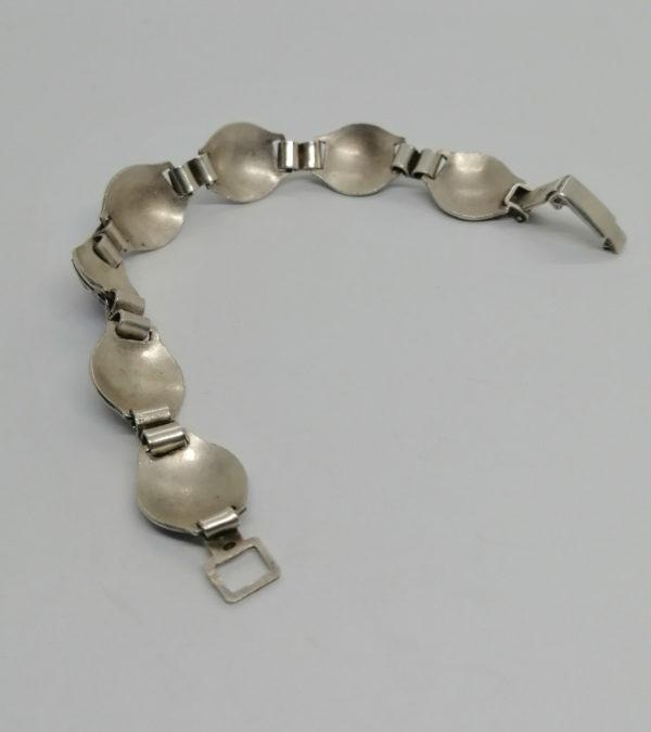 Bracelet argent, avec maillon rond et motif d'émail guilloché bleu, 1960-80. – Image 4
