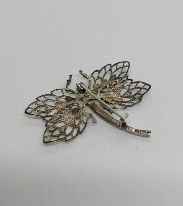 Broche argent, libellule avec ailes ajourées, Art Nouveau vers 1900. – Image 3