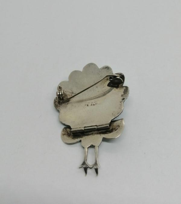 Broche argent, paon articulé, et émaillé. – Image 4