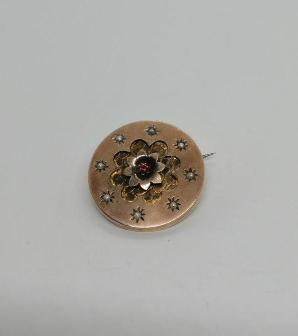 Broche argent/vermeil, avec demi-perles fines, Maison Savard, Paris, vers 1900.