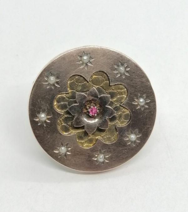 Broche argent/vermeil, avec demi-perles fines, Maison Savard, Paris, vers 1900. – Image 2