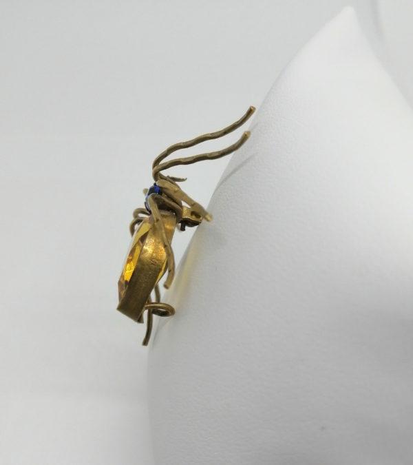 Broche araignée, avec pierre de couleur jaune et bleu. – Image 3