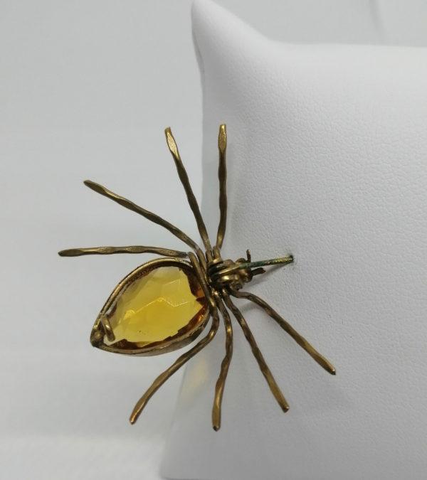 Broche araignée, avec pierre de couleur jaune et bleu. – Image 4