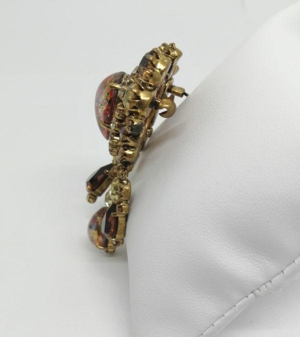 Broche strass façon opale et couleur jaune avec pampilles, – Image 2