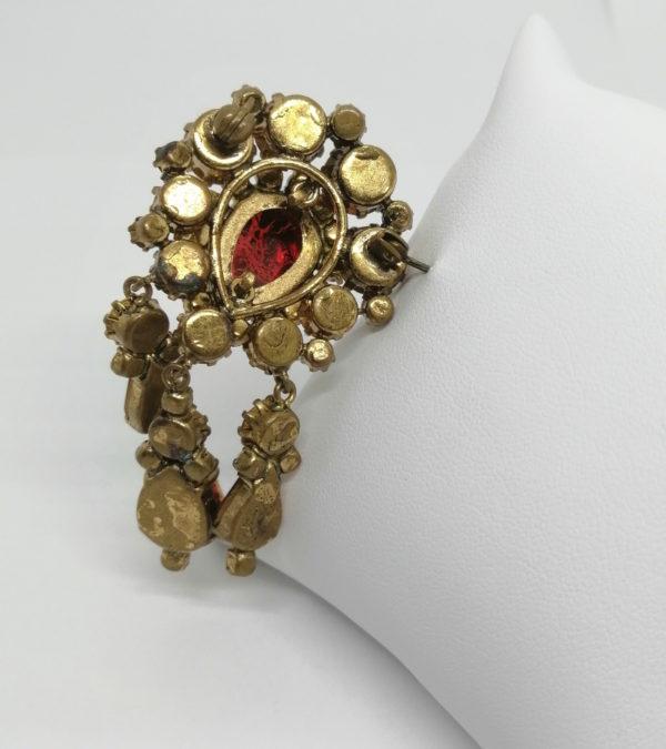 Broche strass façon opale et couleur jaune avec pampilles, – Image 3