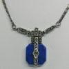 Collier argent, pavage marcasites et lapis-lazuli de forme géométrique, Art Déco. – Image 2