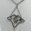 Collier argent, modèle avec fleurette, améthyste, perle fine, typique de l'Art Nouveau. – Image 4