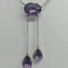 Collier argent, négligé avec trois améthystes facettées, vers 1900, Art Nouveau. – Image 2