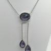 Collier argent, négligé avec trois améthystes facettées, vers 1900, Art Nouveau. – Image 4