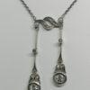 Collier argent, négligé avec strass blanc, fin 19ième siècle. – Image 2