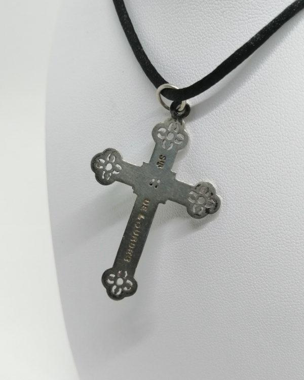 Pendentif argent, croix avec Christ et ajourée, vers 1920. – Image 3