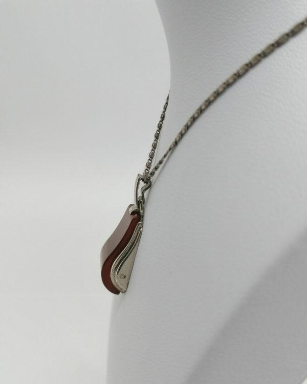 Pendentif argent, de forme géométrique et cornaline sur mesure, Art Déco. – Image 3