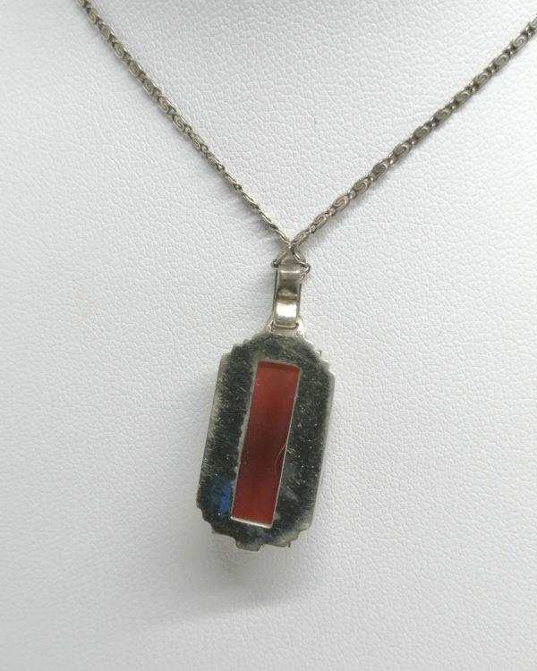 Pendentif argent, de forme géométrique et cornaline sur mesure, Art Déco. – Image 4